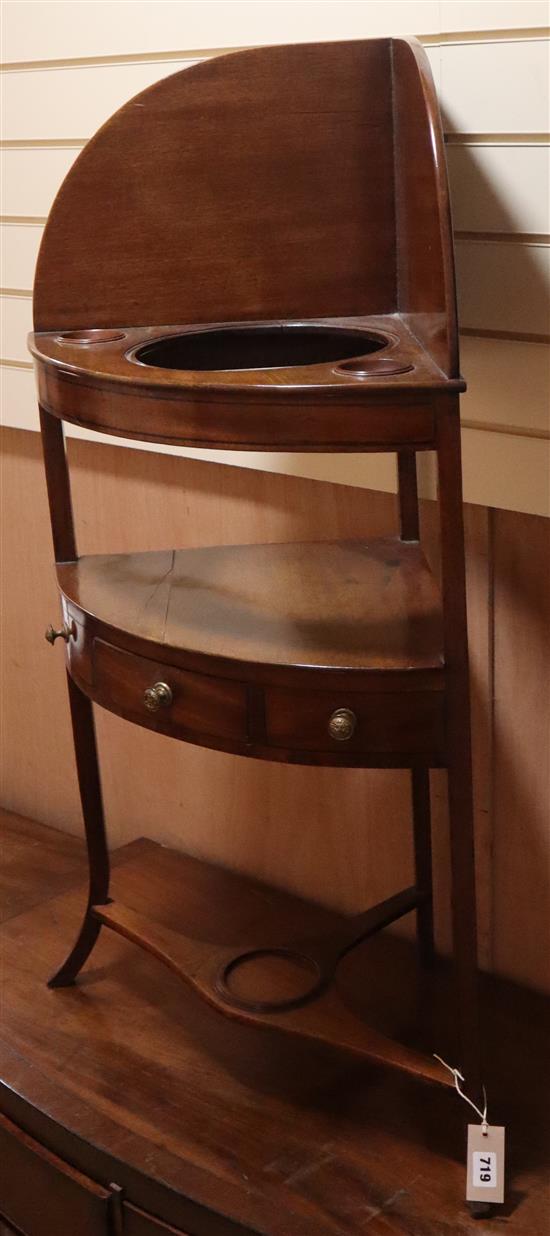 A George III mahogany corner washstand W.65cm